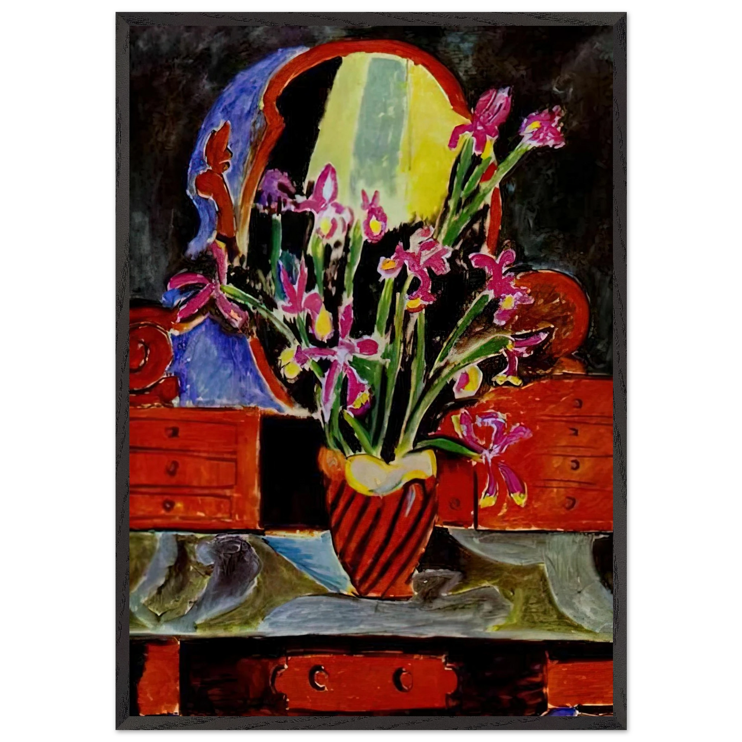 VASE OF IRISES 1912 - Henri Matisse 70x100 cm / 28x40 inches Framed Art Print – Black Wooden Frame