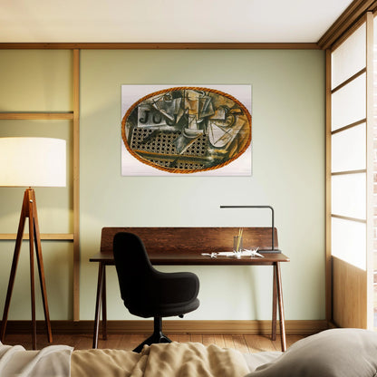Still Life with Caned Chair - Pablo Picasso Brushed Aluminum Print - 70x100 cm / 28x40 inches | Pablo Picasso Aluminum Print | Pablo Picasso Prints