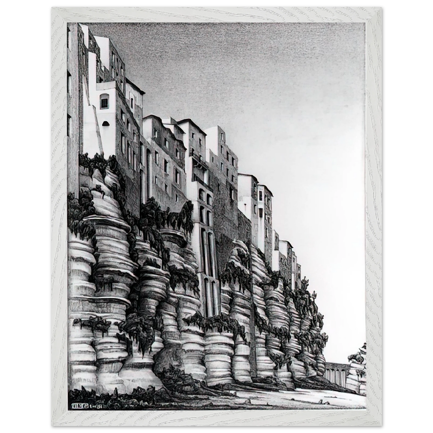 MC Escher - TROPEA CALABRIA Wall art - 30x40 cm / 12x16 inches - Premium Wooden Framed Poster With Fine Art Paper-canvas - Black frame