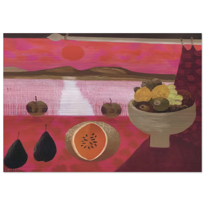 Still life with fruit - 1997 - Mary Fedden Brushed Aluminum Print - 70x100 cm / 28x40 inches | Mary Fedden Aluminum Print | Mary Fedden Prints