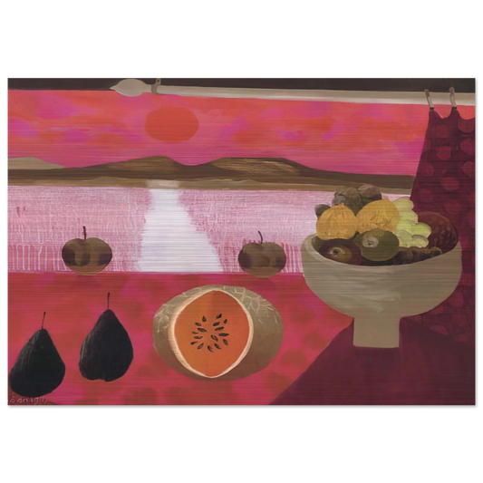 Still life with fruit - 1997 - Mary Fedden Brushed Aluminum Print - 70x100 cm / 28x40 inches | Mary Fedden Aluminum Print | Mary Fedden Prints