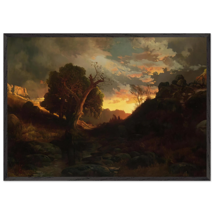 The Evening Hunter - Thomas Moran 70x100 cm / 28x40 inches Framed Art Print – Black Wooden Frame