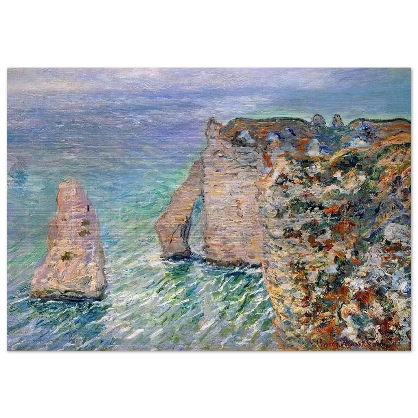 The Rock Needle and the Porte d'Aval - claude monet Brushed Aluminum Print - 70x100 cm / 28x40 inches | claude monet Aluminum Print | claude monet Prints