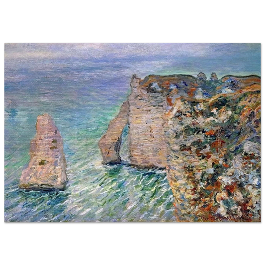 The Rock Needle and the Porte d'Aval - claude monet Brushed Aluminum Print - 70x100 cm / 28x40 inches | claude monet Aluminum Print | claude monet Prints