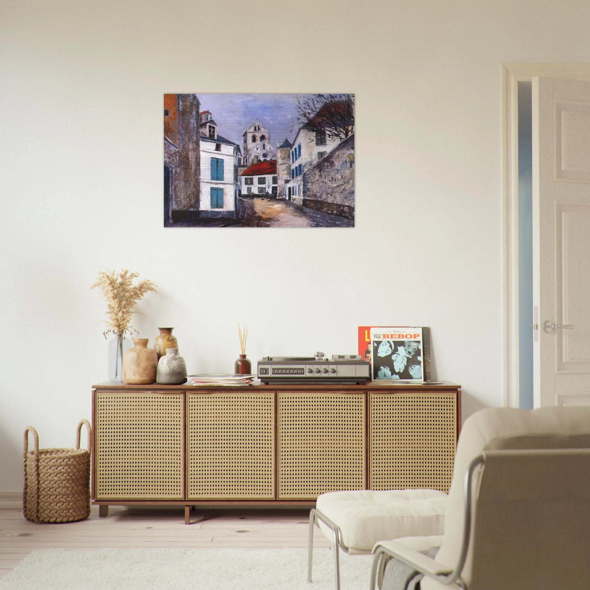 VILLAGE STREET - Maurice Utrillo Brushed Aluminum Print - 70x100 cm / 28x40 inches | Maurice Utrillo Aluminum Print | Maurice Utrillo Prints