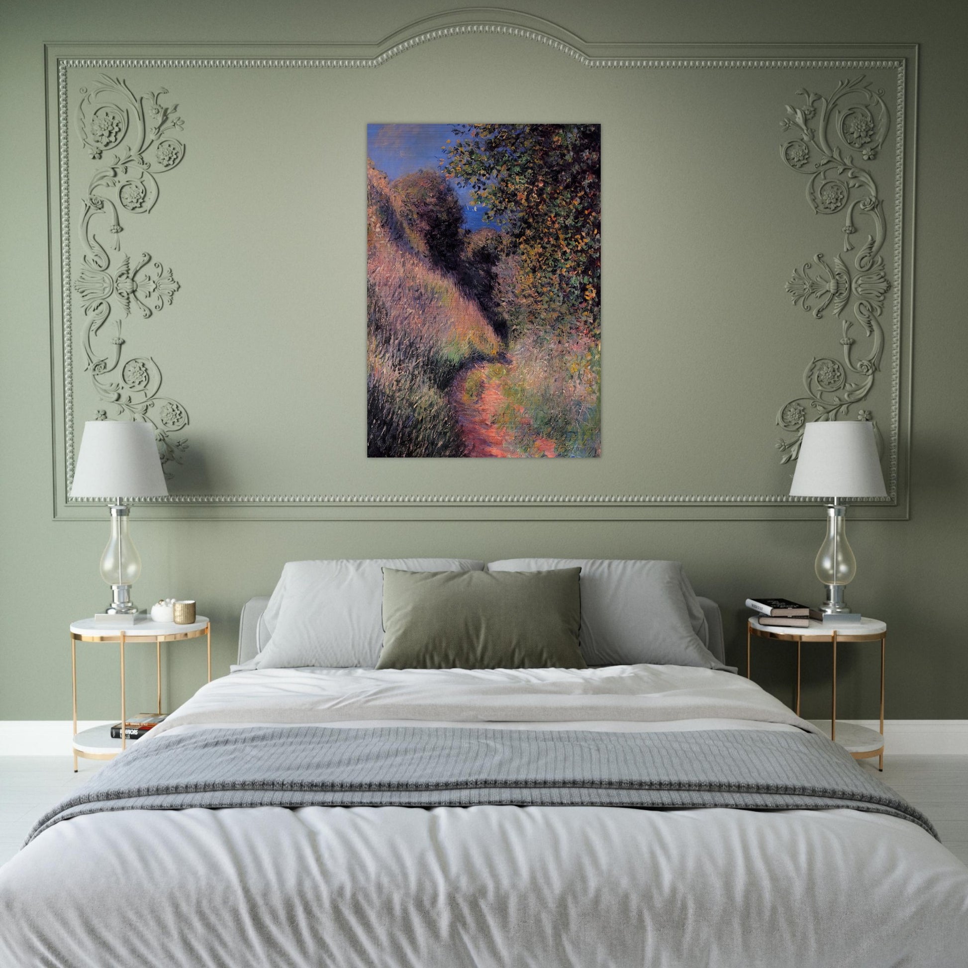 Path at Pourville - claude monet Brushed Aluminum Print - 70x100 cm / 28x40 inches | claude monet Aluminum Print | claude monet Prints