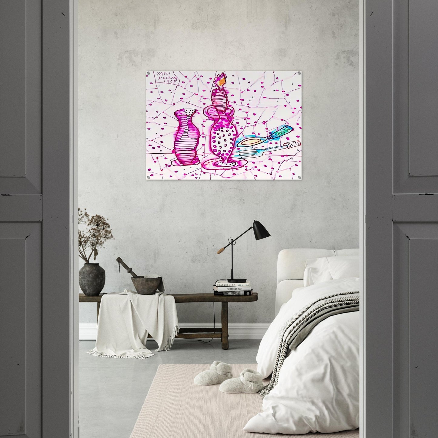 STILL LIFE OF CANDLESTICK 1978 - Yayoi Kusama Acrylic Print - 70x100 cm / 28x40″ inches | Yayoi Kusama Wall Art | Yayoi Kusama Prints