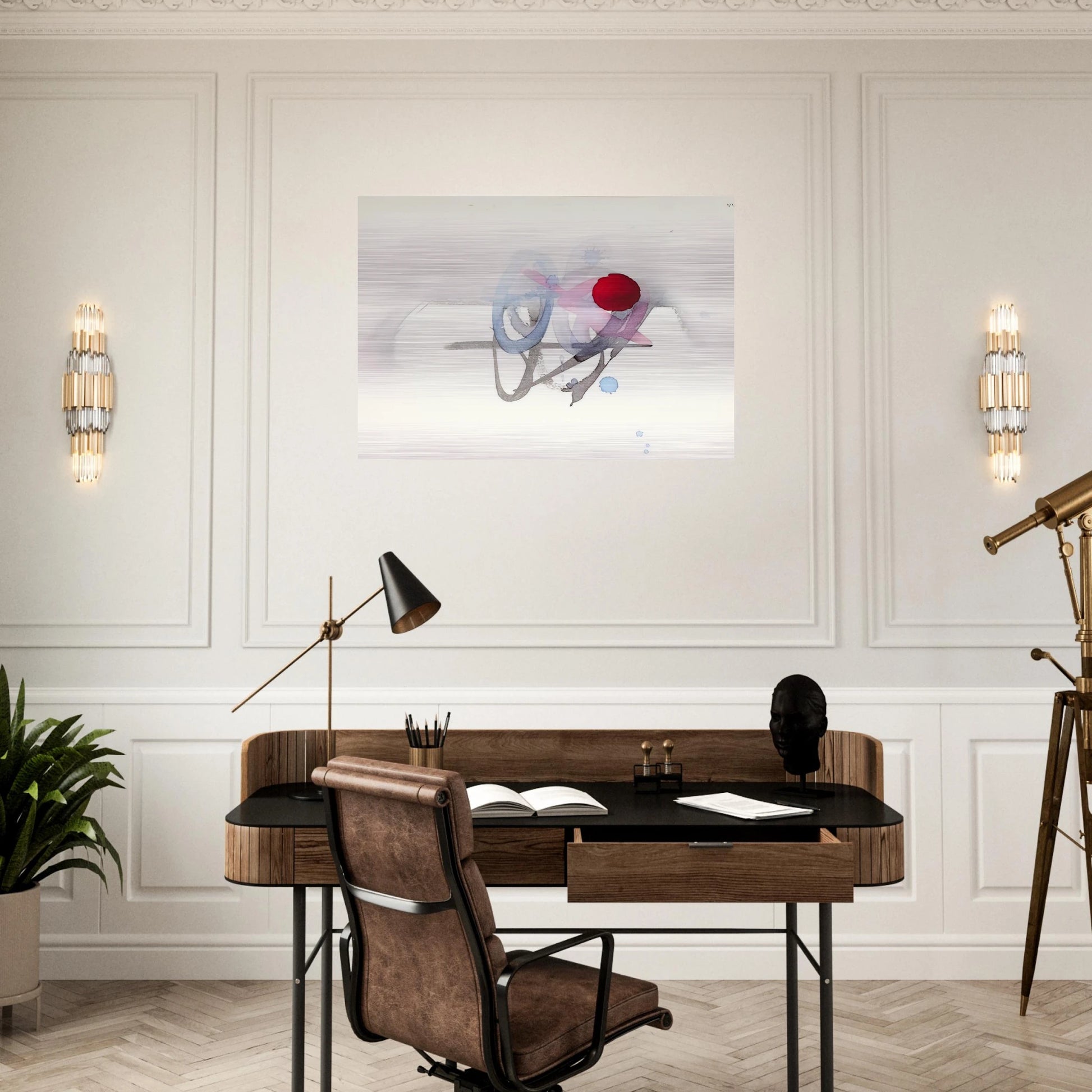 UNTITLED RED BLACK PINK AND BLUE - Luis Feito Brushed Aluminum Print - 70x100 cm / 28x40 inches | Luis Feito Aluminum Print | Luis Feito Prints