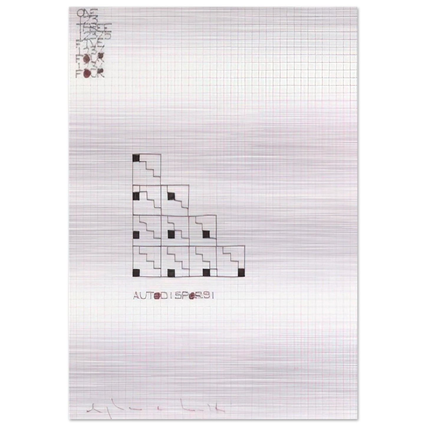 AUTODISPORSI 1975 - Alighiero Boetti Brushed Aluminum Print - 70x100 cm / 28x40 inches | Alighiero Boetti Aluminum Print | Alighiero Boetti Prints