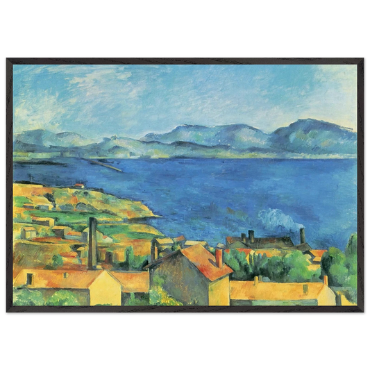 The Gulf of Marseille Seen from LEstaque - Paul Cezanne 70x100 cm / 28x40 inches Framed Art Print – Black Wooden Frame