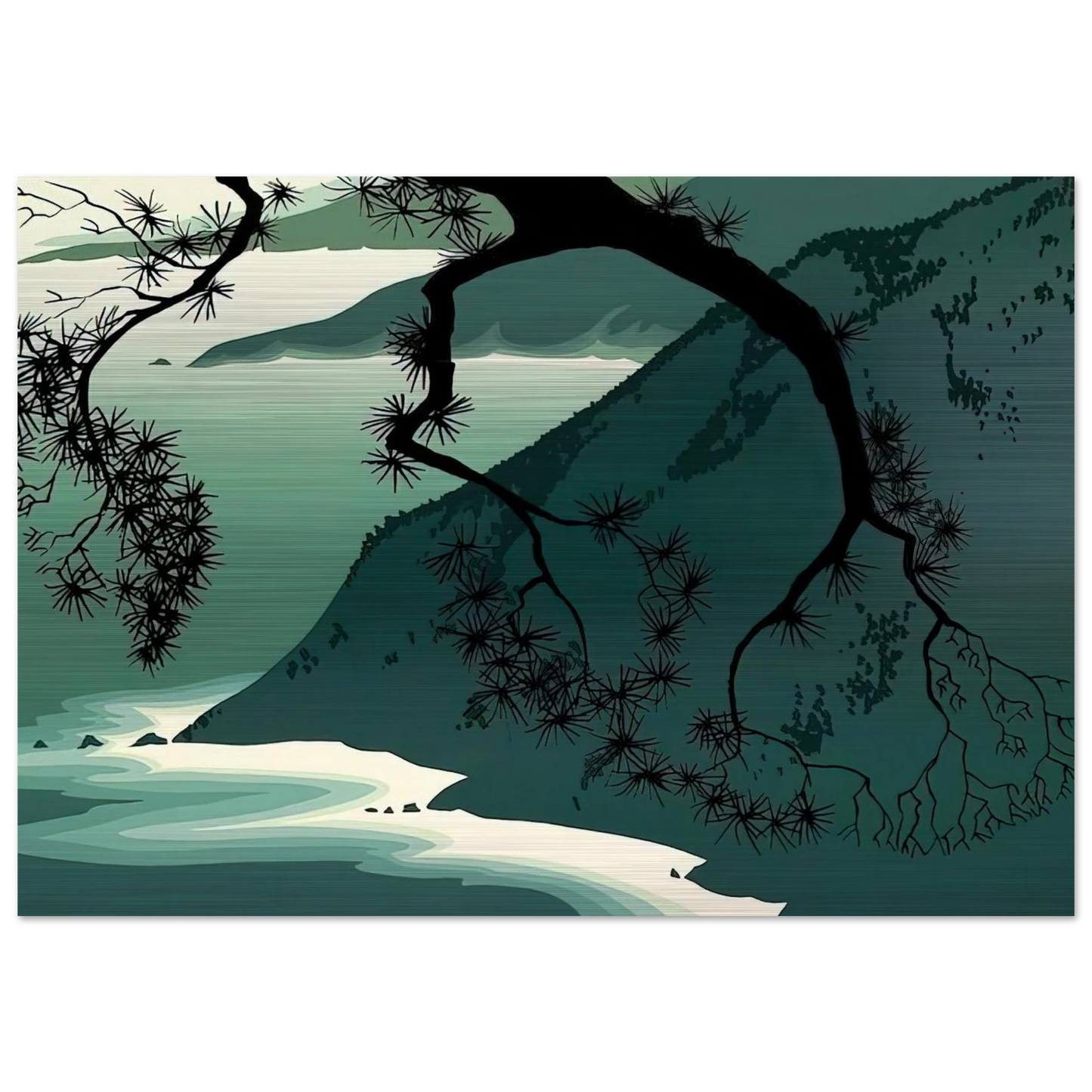 Quiet Evening - Eyvind Earle Brushed Aluminum Print - 70x100 cm / 28x40 inches | Eyvind Earle Aluminum Print | Eyvind Earle Prints