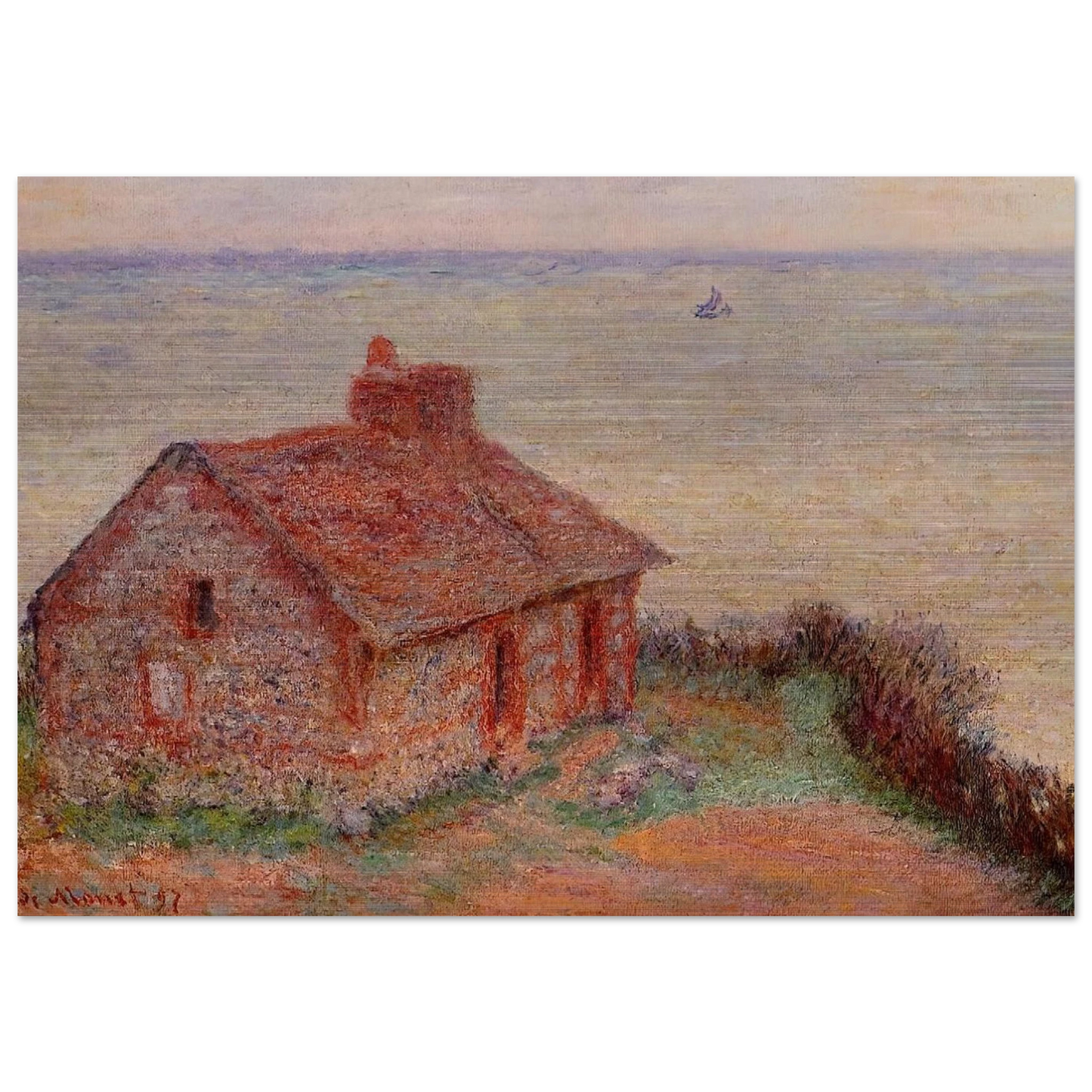 Customs House, Rose Effect - claude monet Brushed Aluminum Print - 70x100 cm / 28x40 inches | claude monet Aluminum Print | claude monet Prints