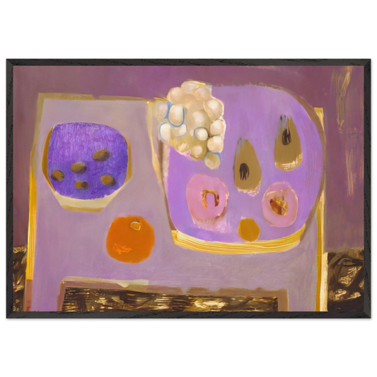 Mauve Still Life - 1968 - Mary Fedden 70x100 cm / 28x40 inches Framed Art Print – Black Wooden Frame