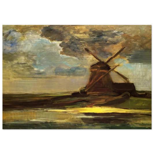 Windmill in the Gein - Piet Mondrian Brushed Aluminum Print - 70x100 cm / 28x40 inches | Piet Mondrian Aluminum Print | Piet Mondrian Prints