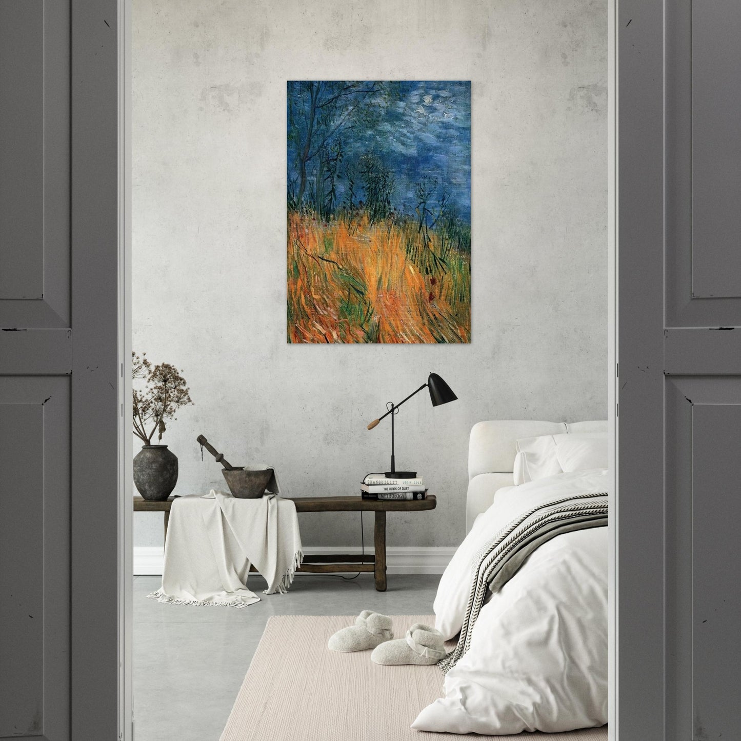 Edge of a Wheatfield with Poppies - Vincent van Gogh Brushed Aluminum Print - 70x100 cm / 28x40 inches | Vincent van Gogh Aluminum Print | Vincent van Gogh Prints