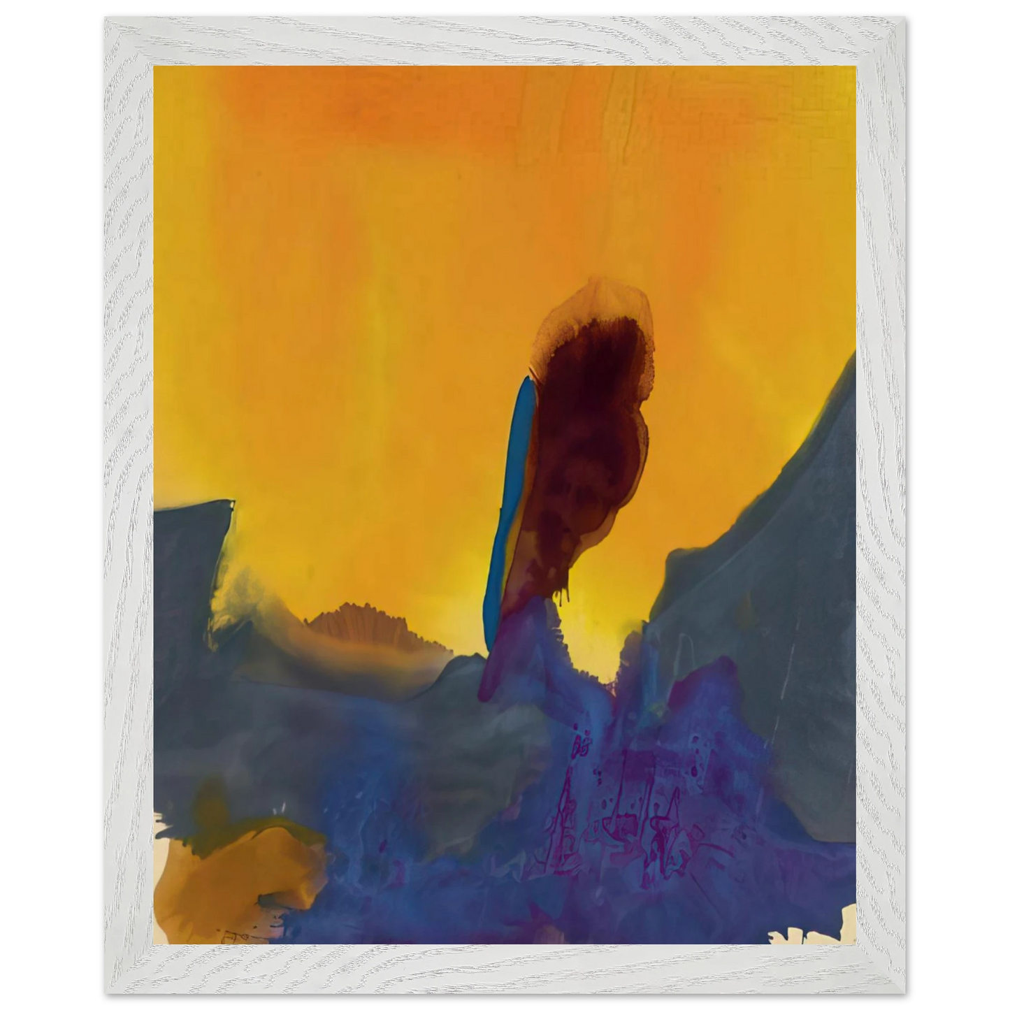 Helen Frankenthaler - Glow II - 1968 Wall art - 50x70 cm / 20x28 inches - Premium Wooden Framed Poster With Fine Art Paper-canvas - Black frame