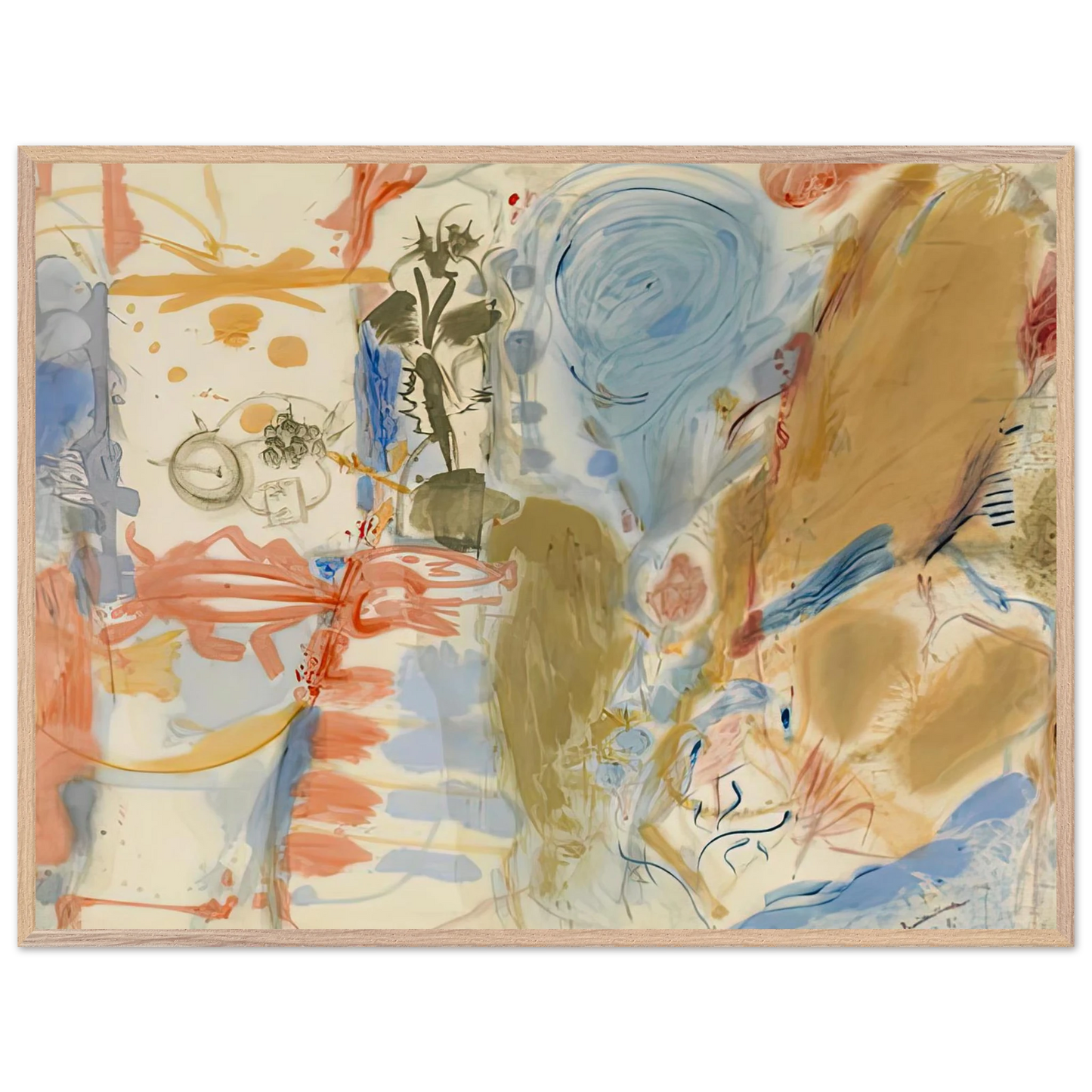 Helen Frankenthaler - Western Dream, 1957- Wall Art - 21x29.7 cm / 8x12" - Premium Wooden Framed Poster With Fine Art Paper-canvas - White frame