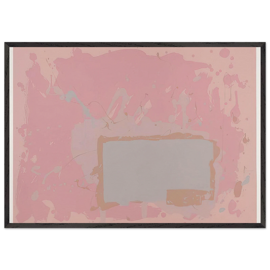 Grey  Blue on Pink - 1971 - John Hoyland 70x100 cm / 28x40 inches Framed Art Print – Black Wooden Frame