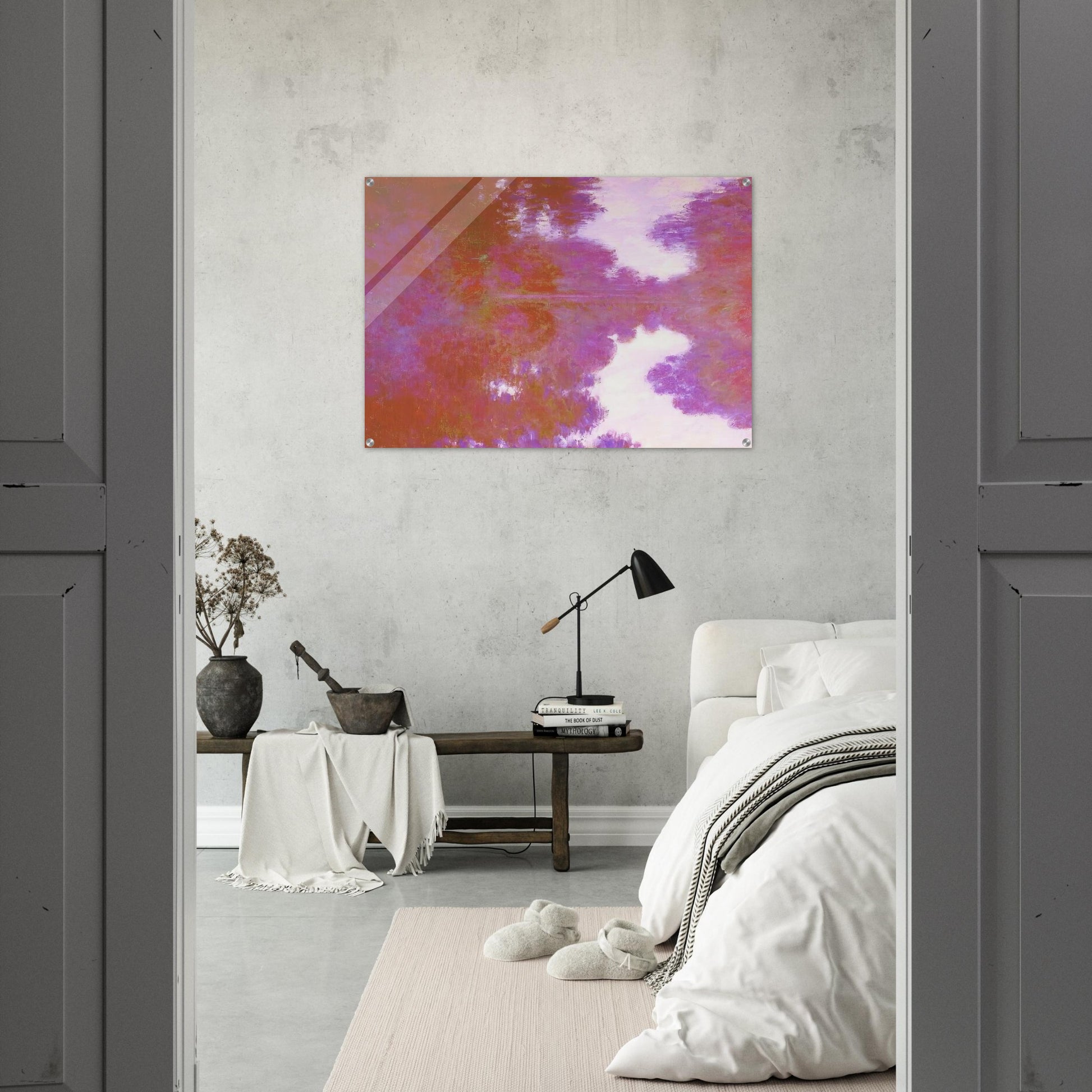 Misty Morning on the Seine, Mauve - claude monet Acrylic Print - 70x100 cm / 28x40″ inches