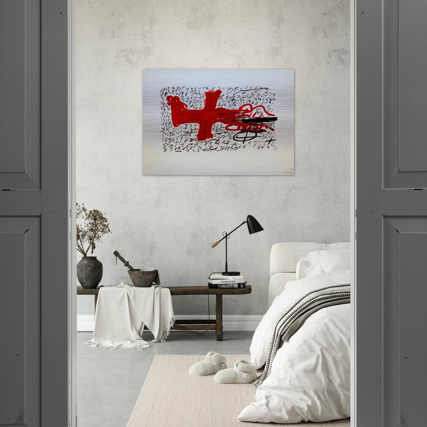 JAMBE ET CHIFFRES 1984 - Antoni Tapies Brushed Aluminum Print - 70x100 cm / 28x40 inches | Antoni Tapies Aluminum Print | Antoni Tapies Prints
