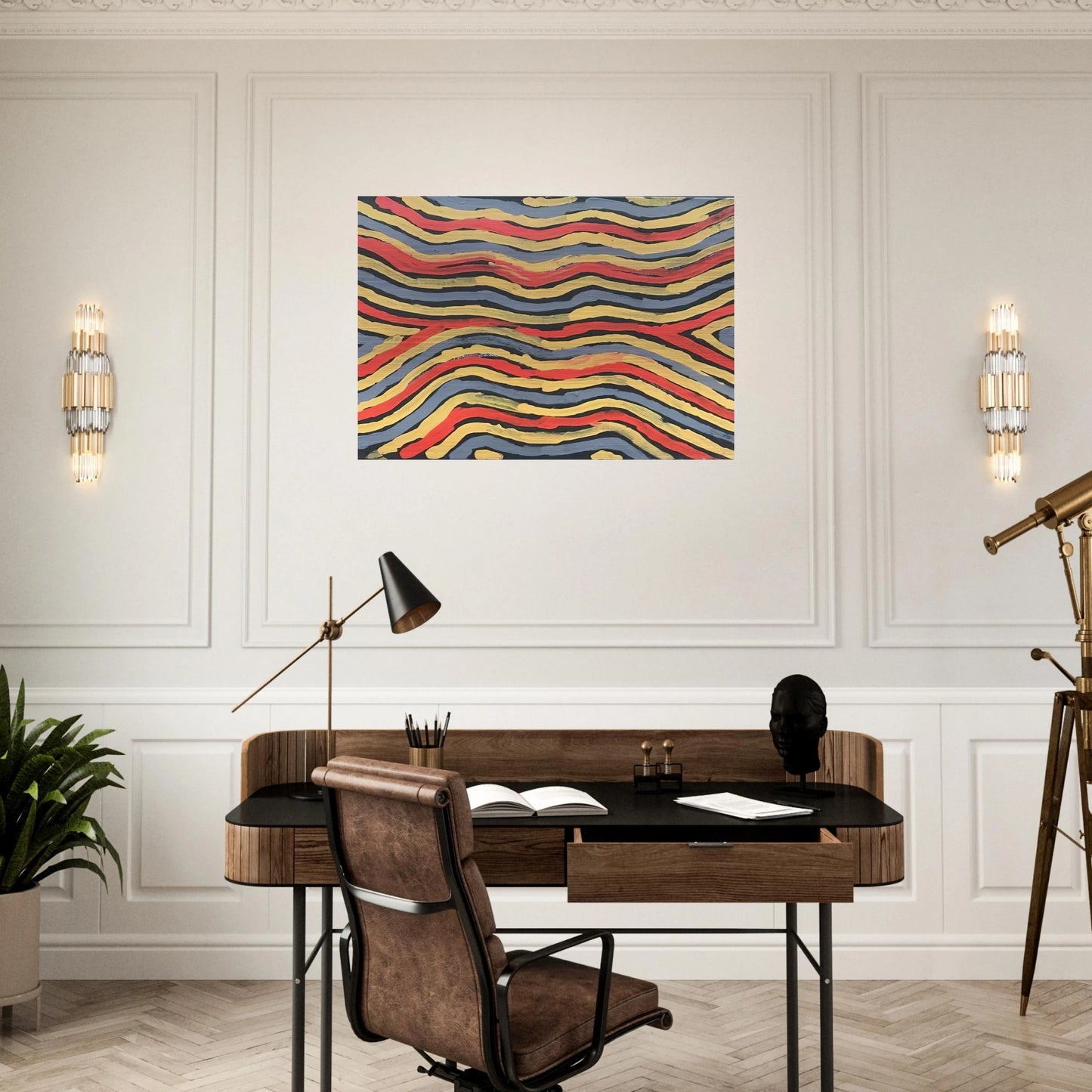 Worm Dreaming - 1997 - Clifford Possum Tjapaltjarri Brushed Aluminum Print - 70x100 cm / 28x40 inches | Clifford Possum Tjapaltjarri Aluminum Print | Clifford Possum Tjapaltjarri Prints