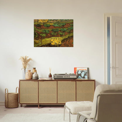 Olive Trees against a Slope of a Hill - Vincent van Gogh Brushed Aluminum Print - 70x100 cm / 28x40 inches | Vincent van Gogh Aluminum Print | Vincent van Gogh Prints