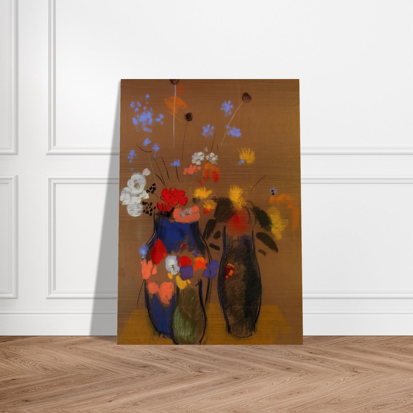 THREE VASES OF FLOWERS - Odilon Redon Brushed Aluminum Print - 70x100 cm / 28x40 inches | Odilon Redon Aluminum Print | Odilon Redon Prints