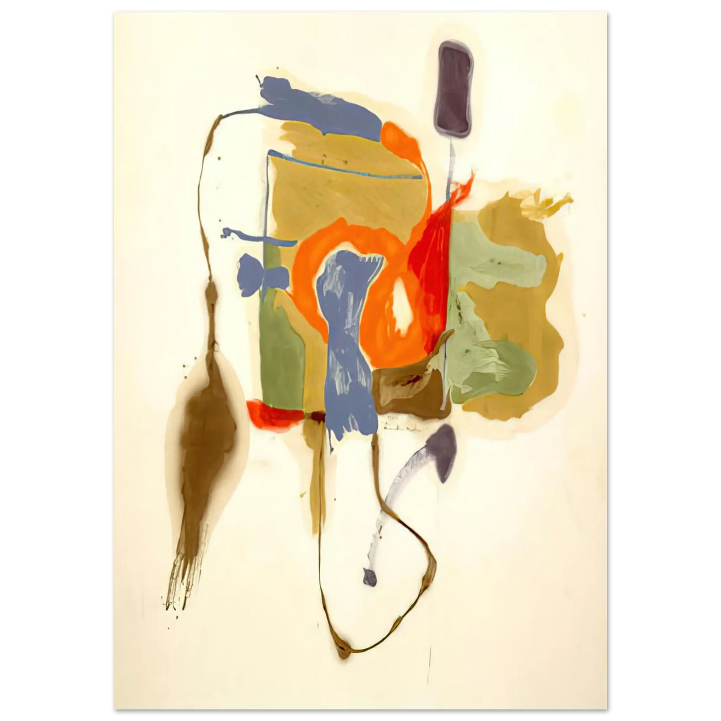 Helen Frankenthaler - Blue Form in a Scene - 1961 Wall art - 27x35 cm / 11x14 Inches - Premium Wooden Framed Poster With Fine Art Paper - Black frame