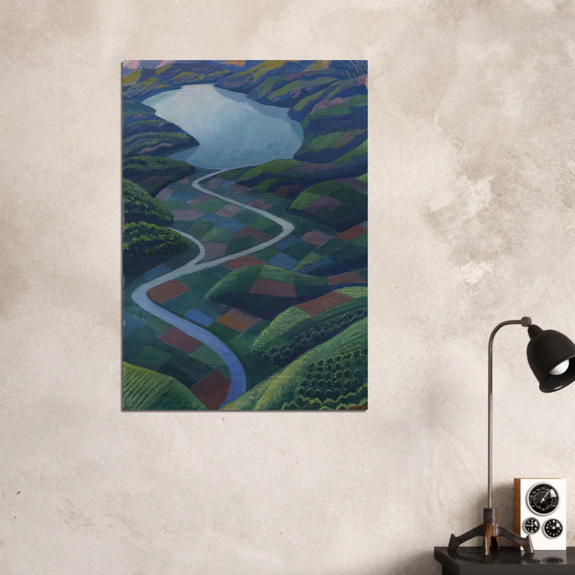 Paesaggio Aereo - 1936 - Gerardo Dottori Brushed Aluminum Print - 70x100 cm / 28x40 inches | Gerardo Dottori Aluminum Print | Gerardo Dottori Prints