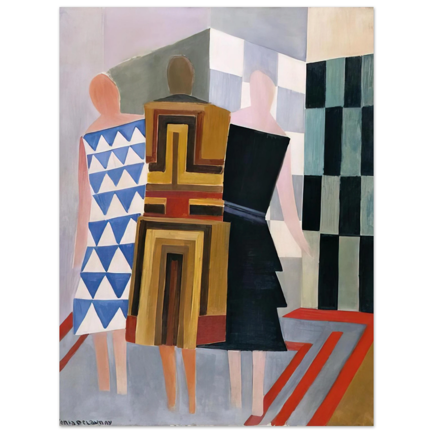Sonia Delaunay - SIMULTANEOUS DRESSES THREE WOMEN FORMS COLOURS 1925  75x100 cm / 30x40inches Fine Art Poster