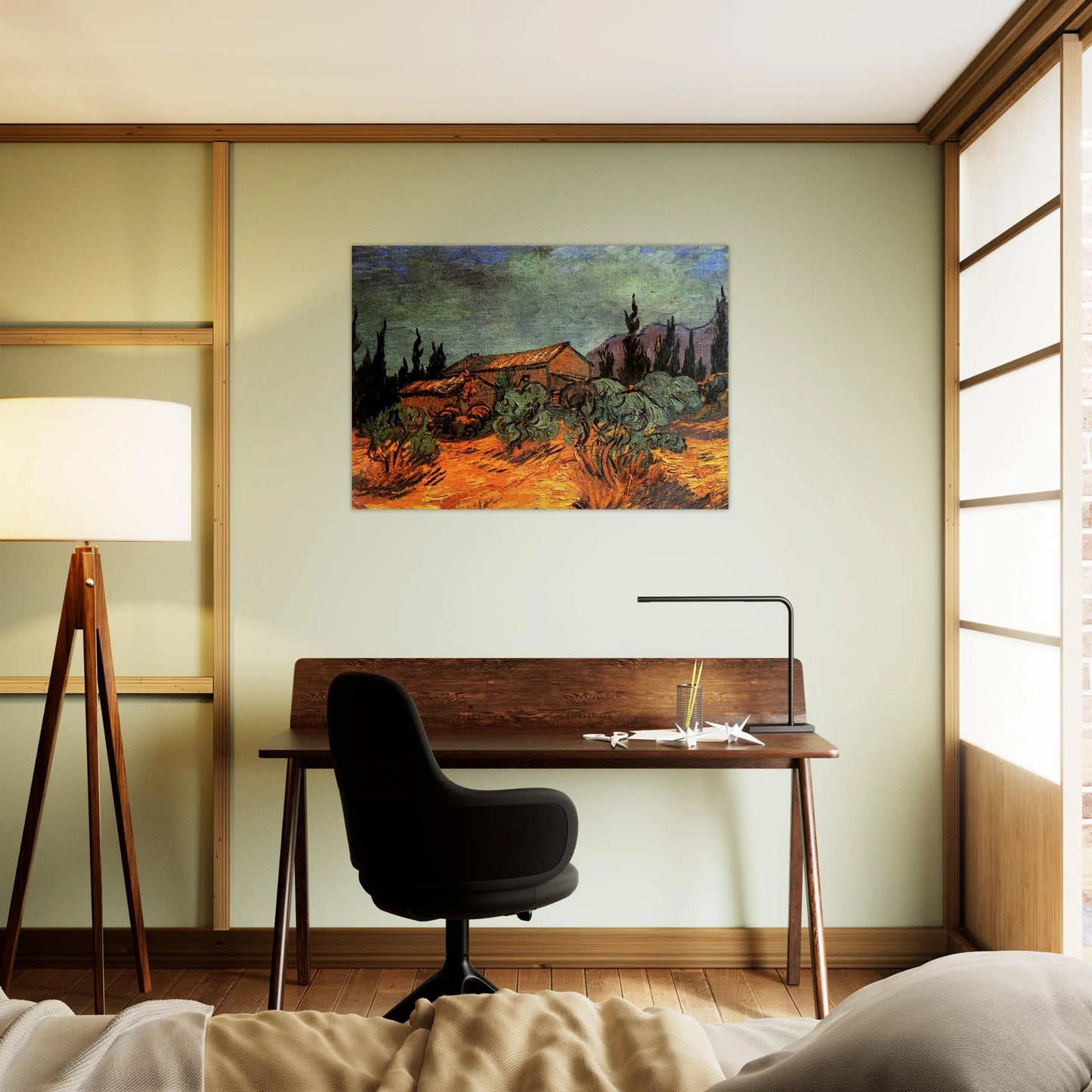 Wooden Sheds - Vincent van Gogh Brushed Aluminum Print - 70x100 cm / 28x40 inches | Vincent van Gogh Aluminum Print | Vincent van Gogh Prints