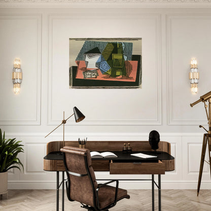Glass, bottle, packet of tobacco - Pablo Picasso Brushed Aluminum Print - 70x100 cm / 28x40 inches | Pablo Picasso Aluminum Print | Pablo Picasso Prints
