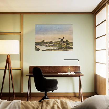 Dutch landscape with windmills - Pablo Picasso Brushed Aluminum Print - 70x100 cm / 28x40 inches | Pablo Picasso Aluminum Print | Pablo Picasso Prints