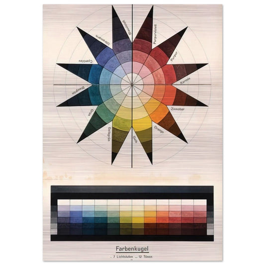 Farbenkugel in 7 Lichtstufen und 12 Tönen - 1921 - Johannes Itten Brushed Aluminum Print - 70x100 cm / 28x40 inches | Johannes Itten Aluminum Print | Johannes Itten Prints