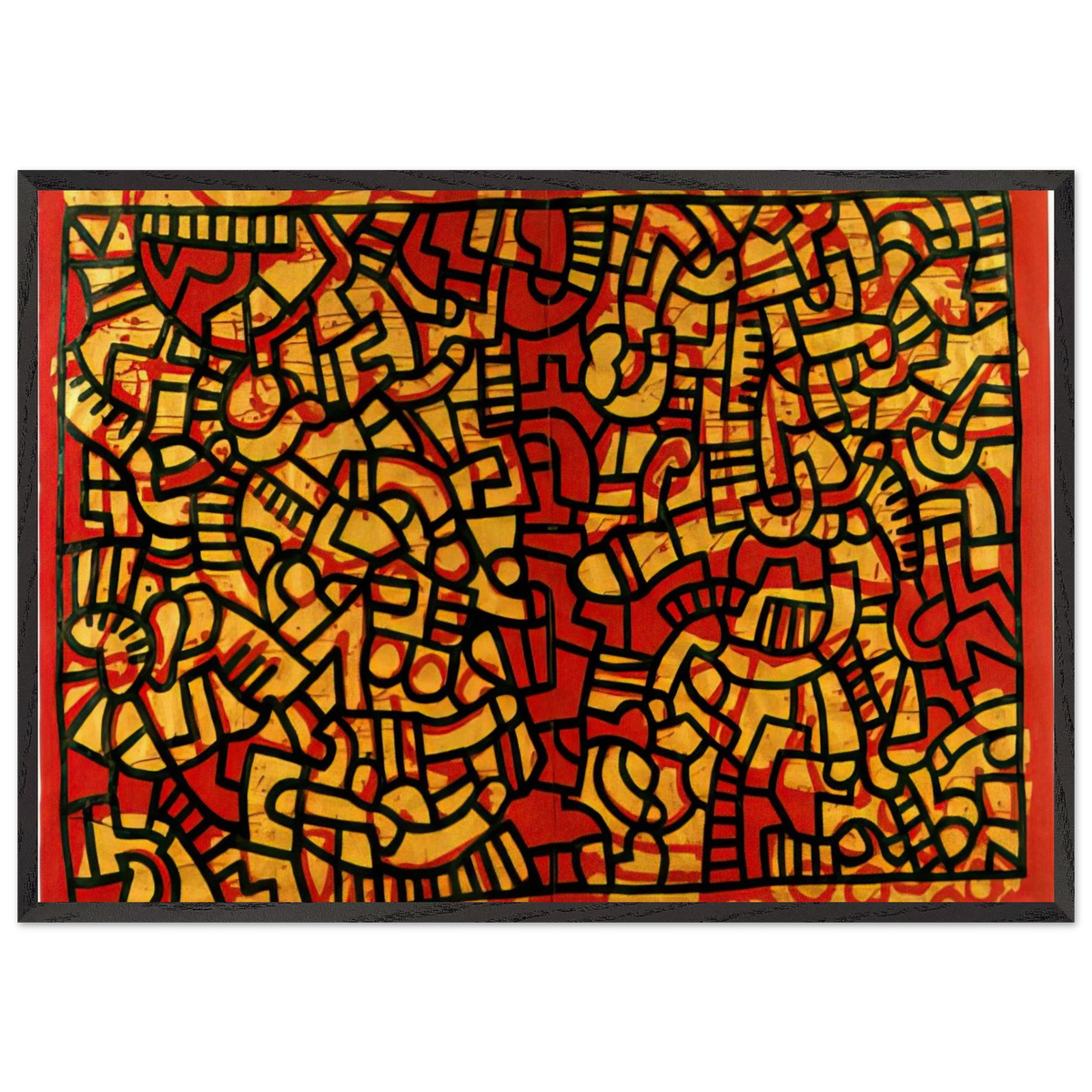 UNTITLED 1979 N3 - Keith Haring 70x100 cm / 28x40 inches Framed Art Print – Black Wooden Frame