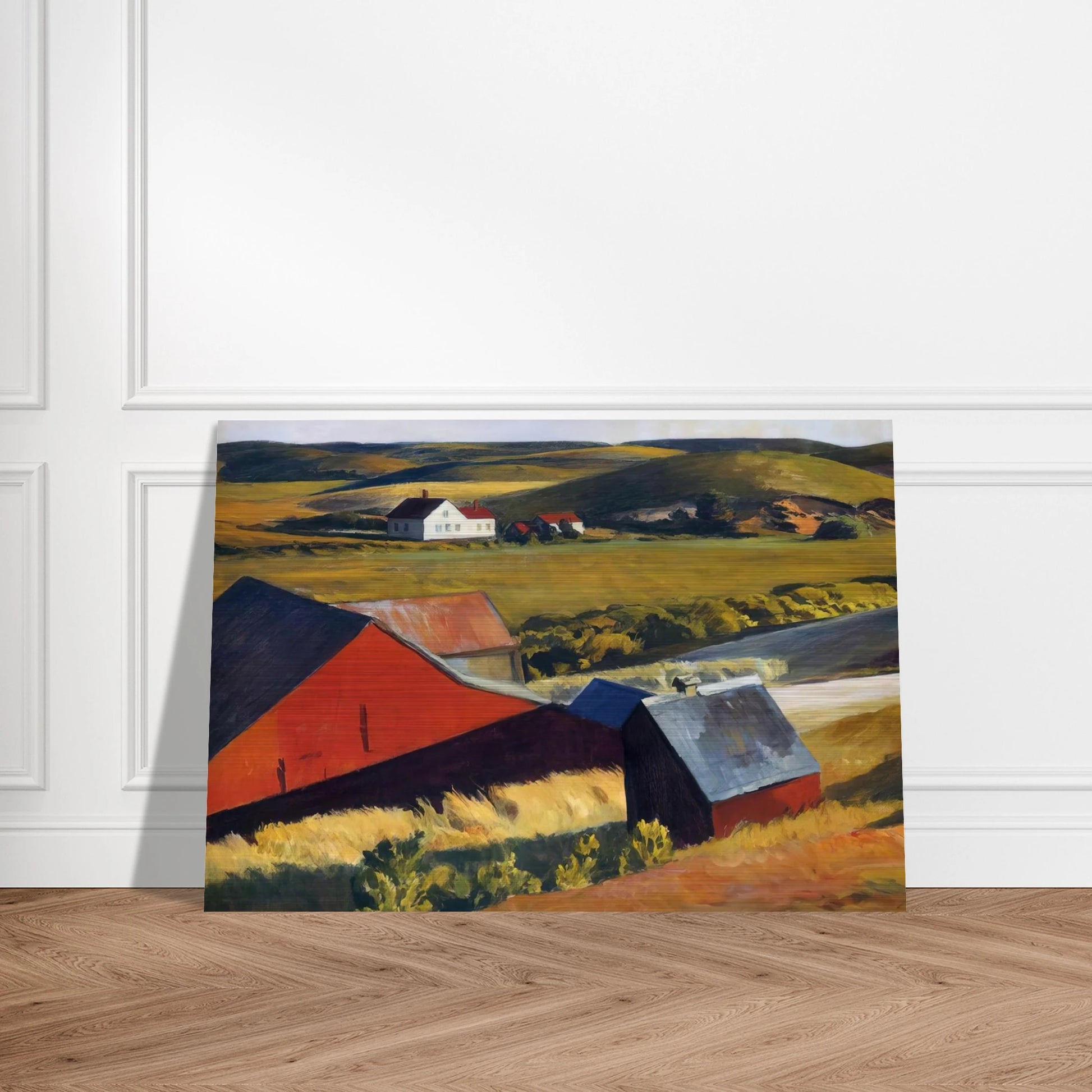 Cobbs Barns and Distant Houses - Edward Hopper Brushed Aluminum Print - 70x100 cm / 28x40 inches | Edward Hopper Aluminum Print | Edward Hopper Prints