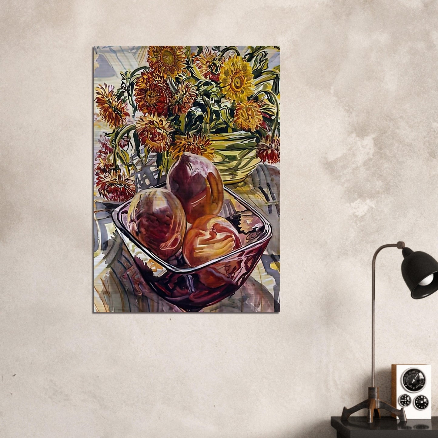 PEACHES AND STRAWFLOWERS 1990 - Janet Fish Brushed Aluminum Print - 70x100 cm / 28x40 inches | Janet Fish Aluminum Print | Janet Fish Prints