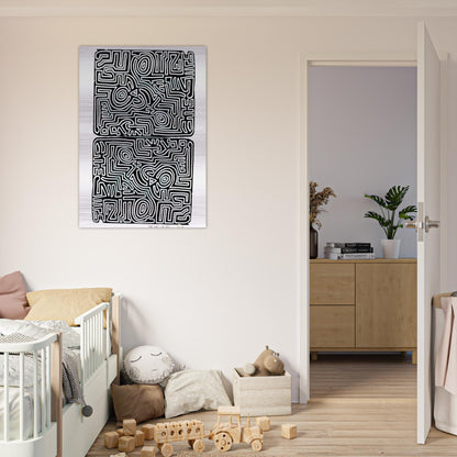 LABYRINTH 1989 - Keith Haring Brushed Aluminum Print - 70x100 cm / 28x40 inches | Keith Haring Aluminum Print | Keith Haring Prints