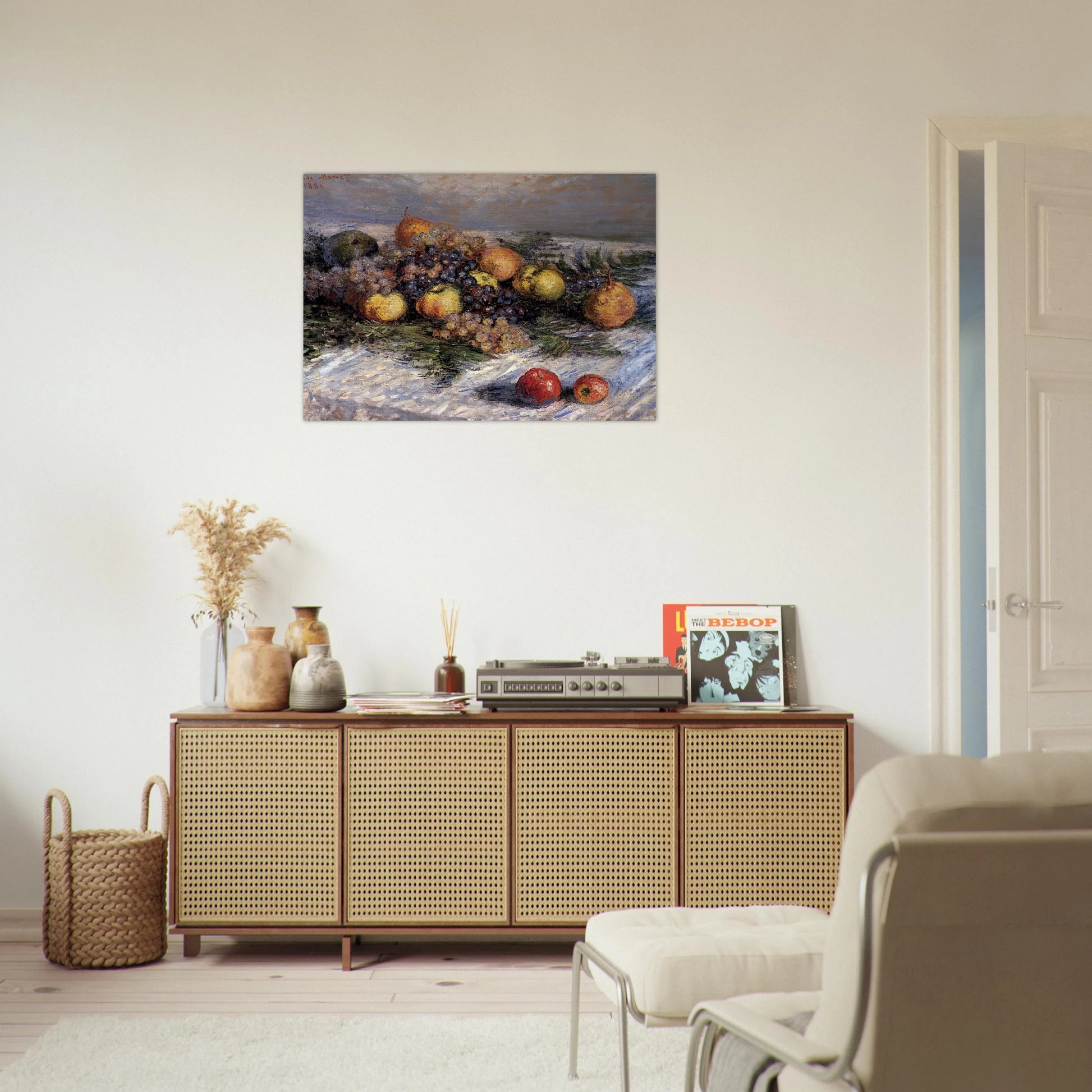 Still Life with Pears and Grapes - claude monet Brushed Aluminum Print - 70x100 cm / 28x40 inches | claude monet Aluminum Print | claude monet Prints