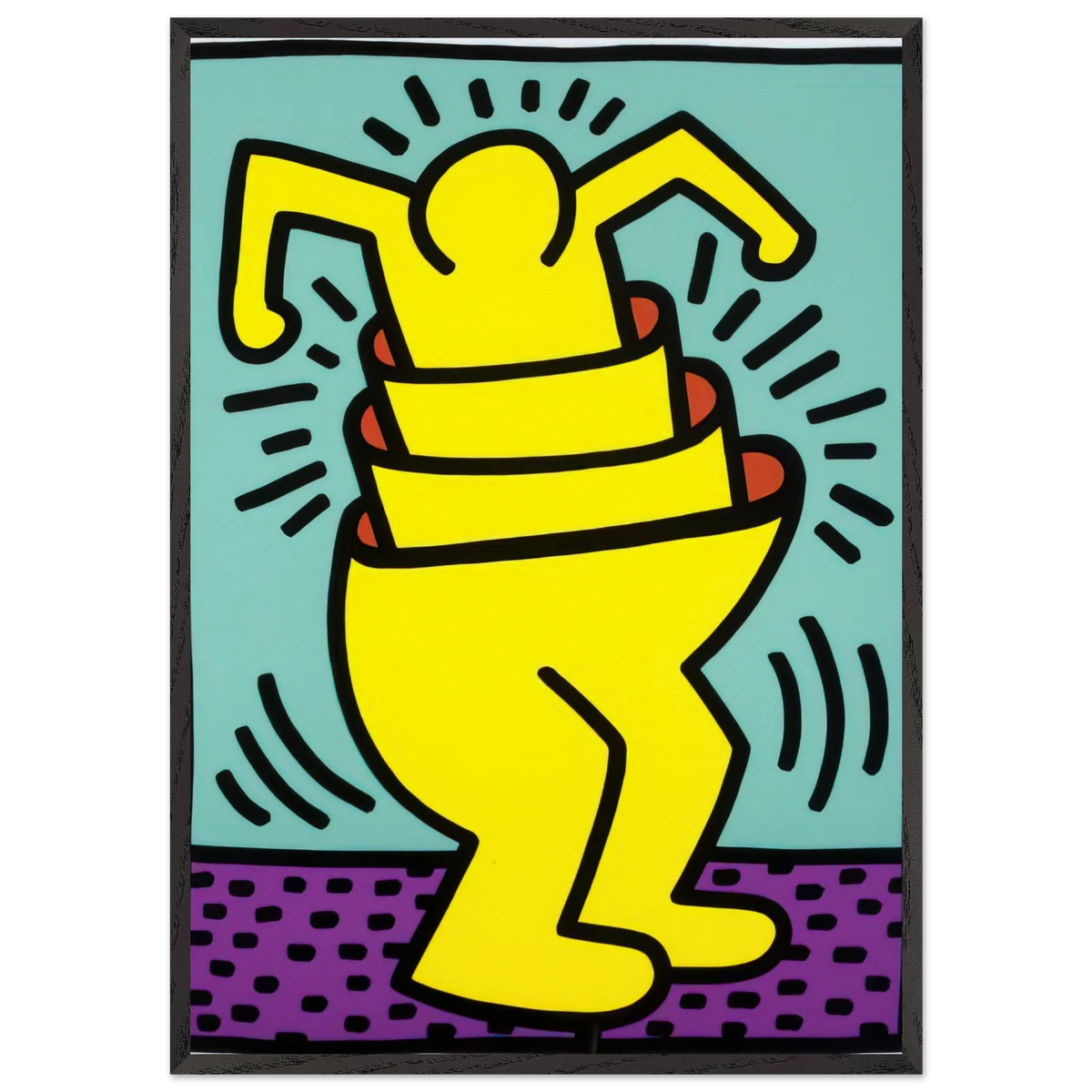 UNTITLED 1989 N2 - Keith Haring 70x100 cm / 28x40 inches Framed Art Print – Black Wooden Frame