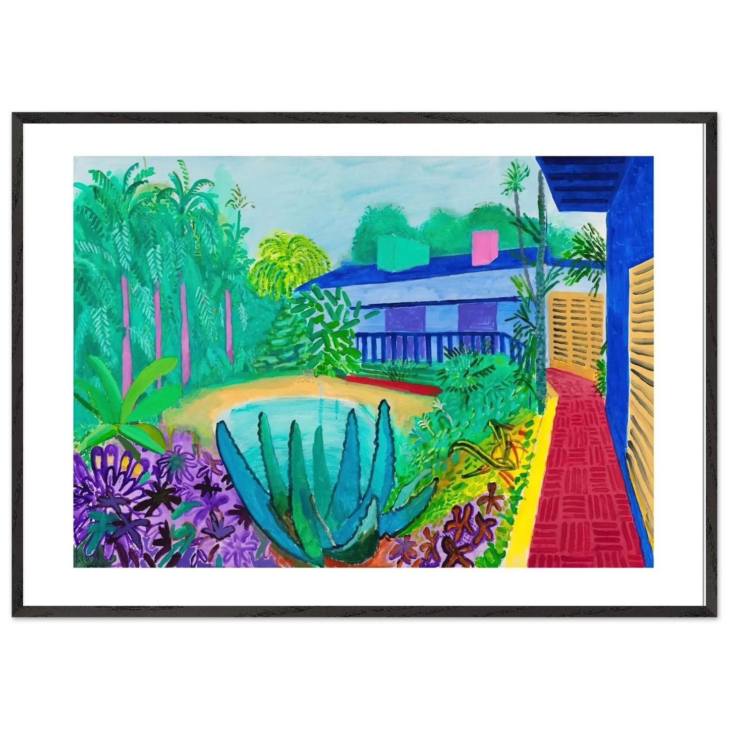 David Hockney - David Hockney Wall art - 13x18 cm / 5x7 Inches - Premium Wooden Framed Poster With Fine Art Paper - Wood frame