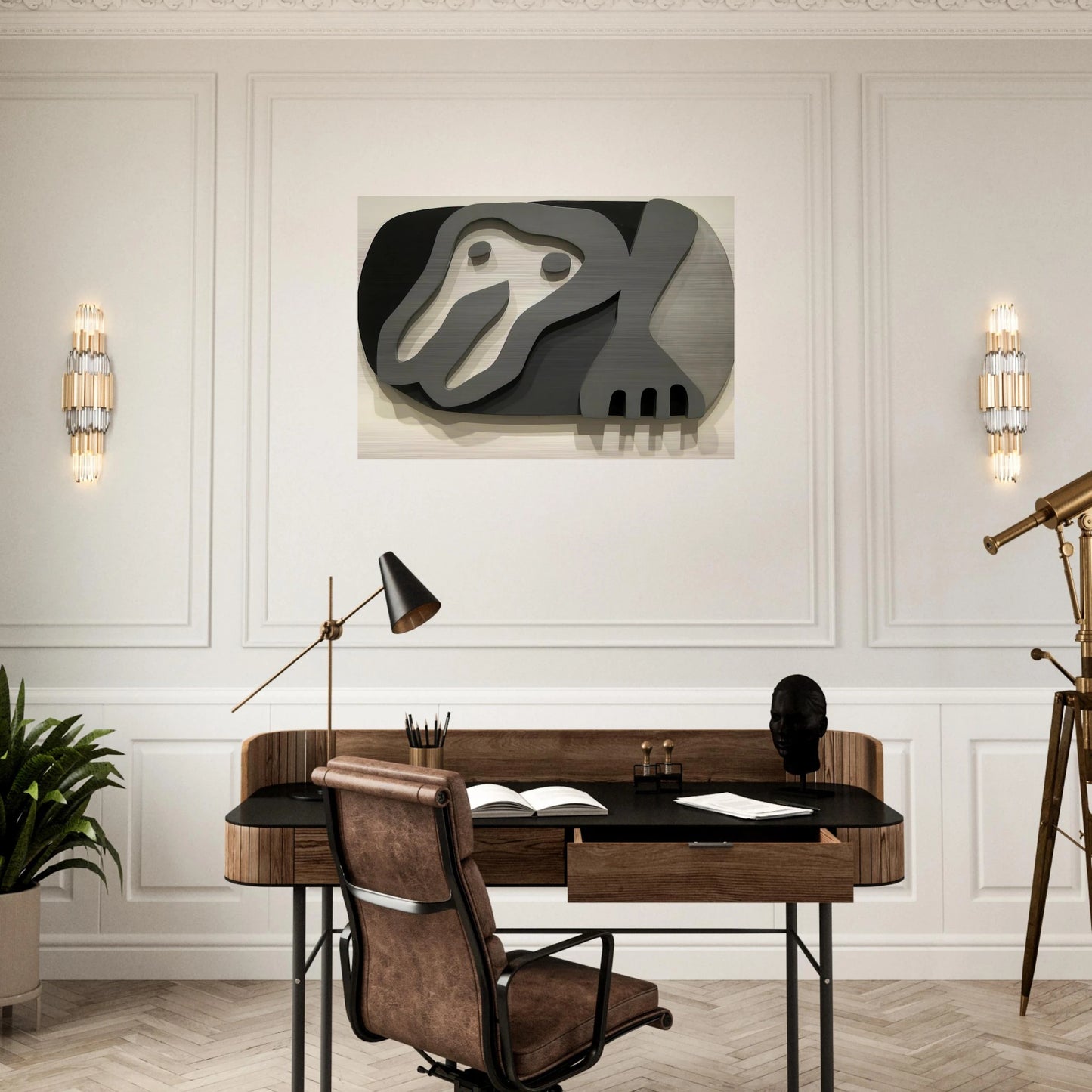 Shirt Front and Fork - Jean Arp Brushed Aluminum Print - 70x100 cm / 28x40 inches | Jean Arp Aluminum Print | Jean Arp Prints