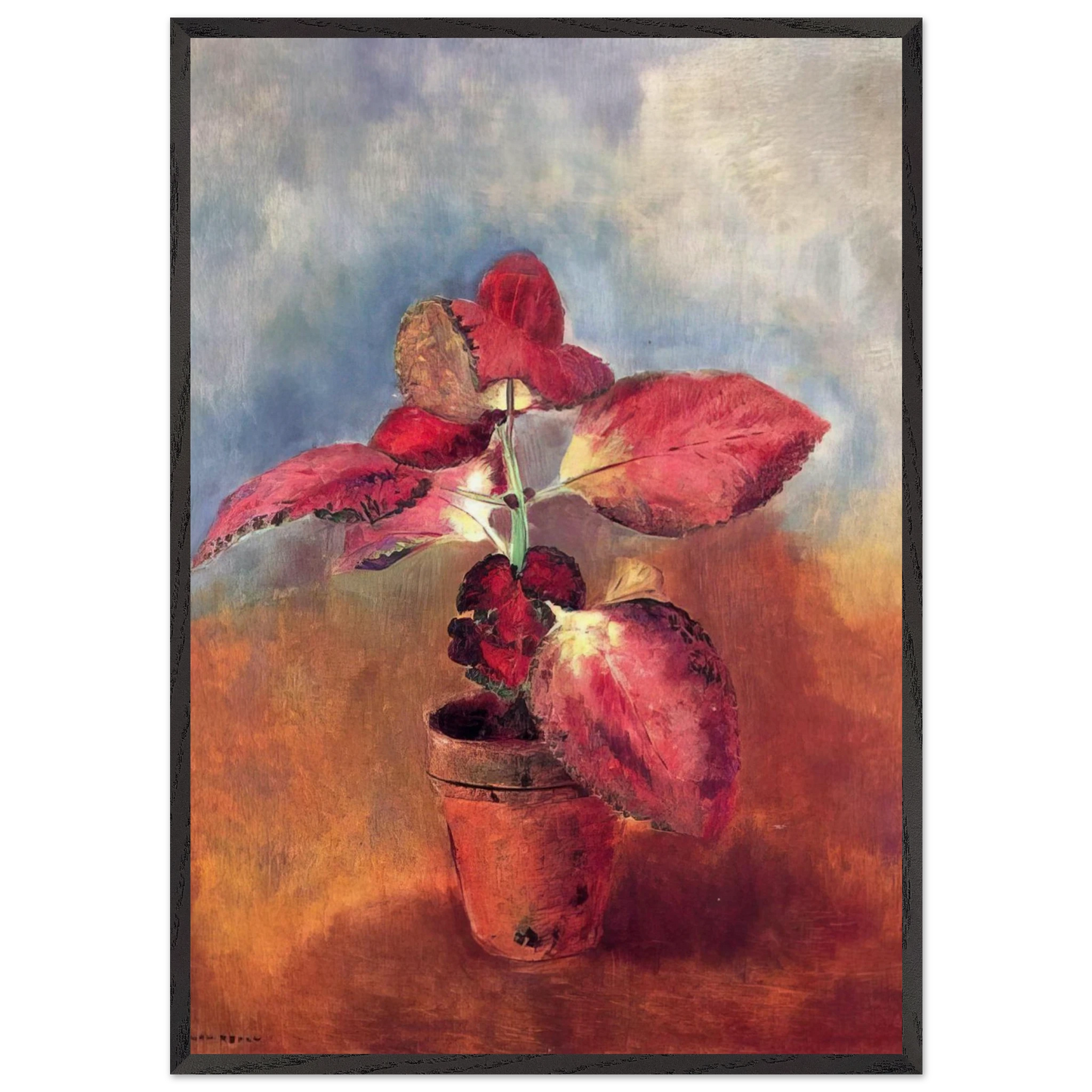 BEGONIA IN A POT - Odilon Redon 70x100 cm / 28x40 inches Framed Art Print – Black Wooden Frame