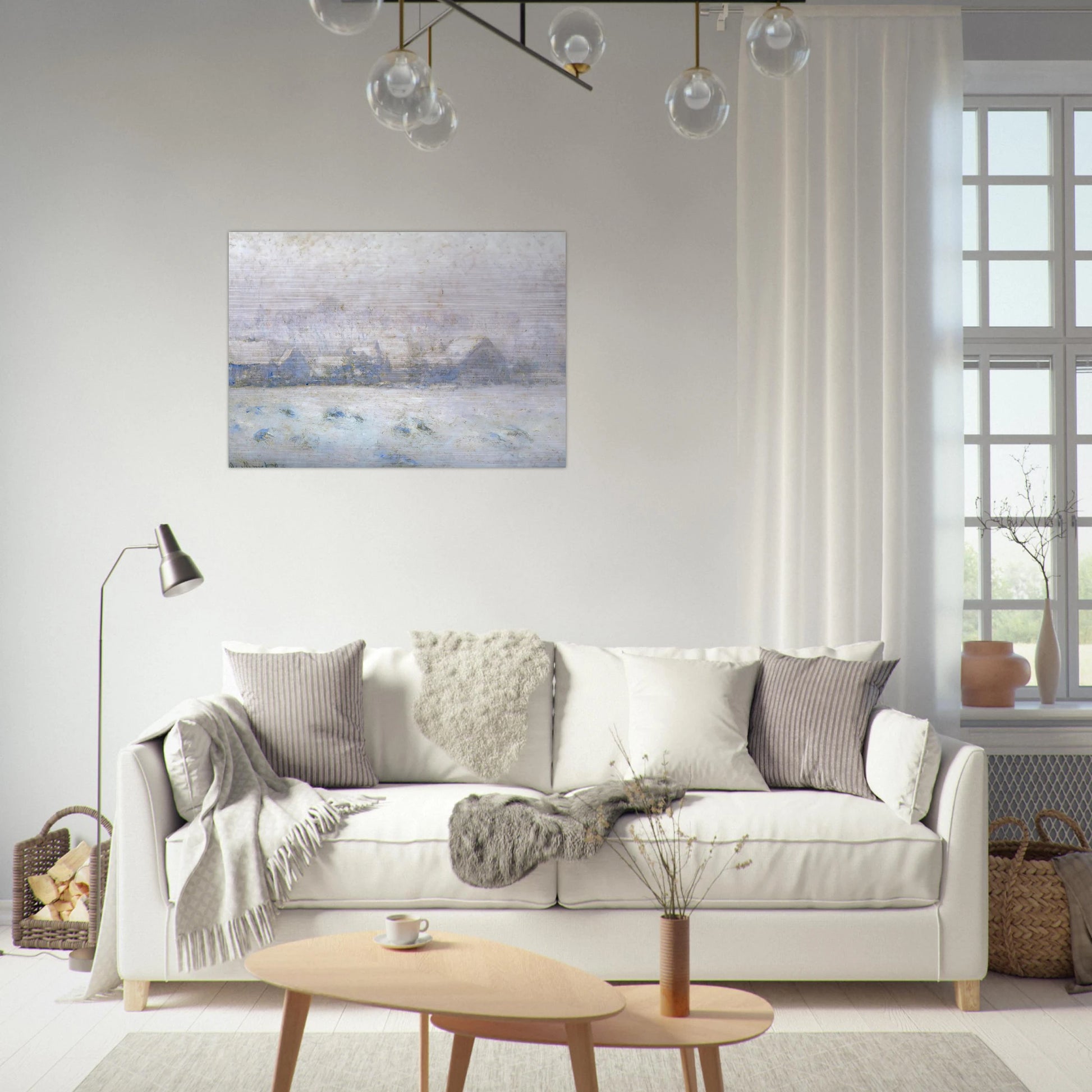 Snow Effect, Giverny - claude monet Brushed Aluminum Print - 70x100 cm / 28x40 inches | claude monet Aluminum Print | claude monet Prints