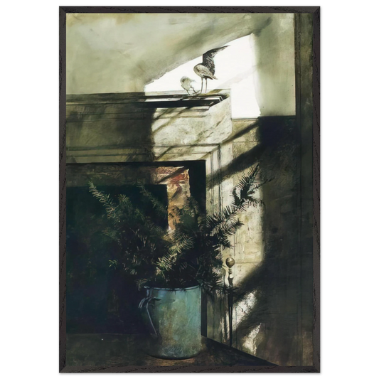 BIRD IN THE HOUSE - Andrew Wyeth 70x100 cm / 28x40 inches Framed Art Print – Black Wooden Frame