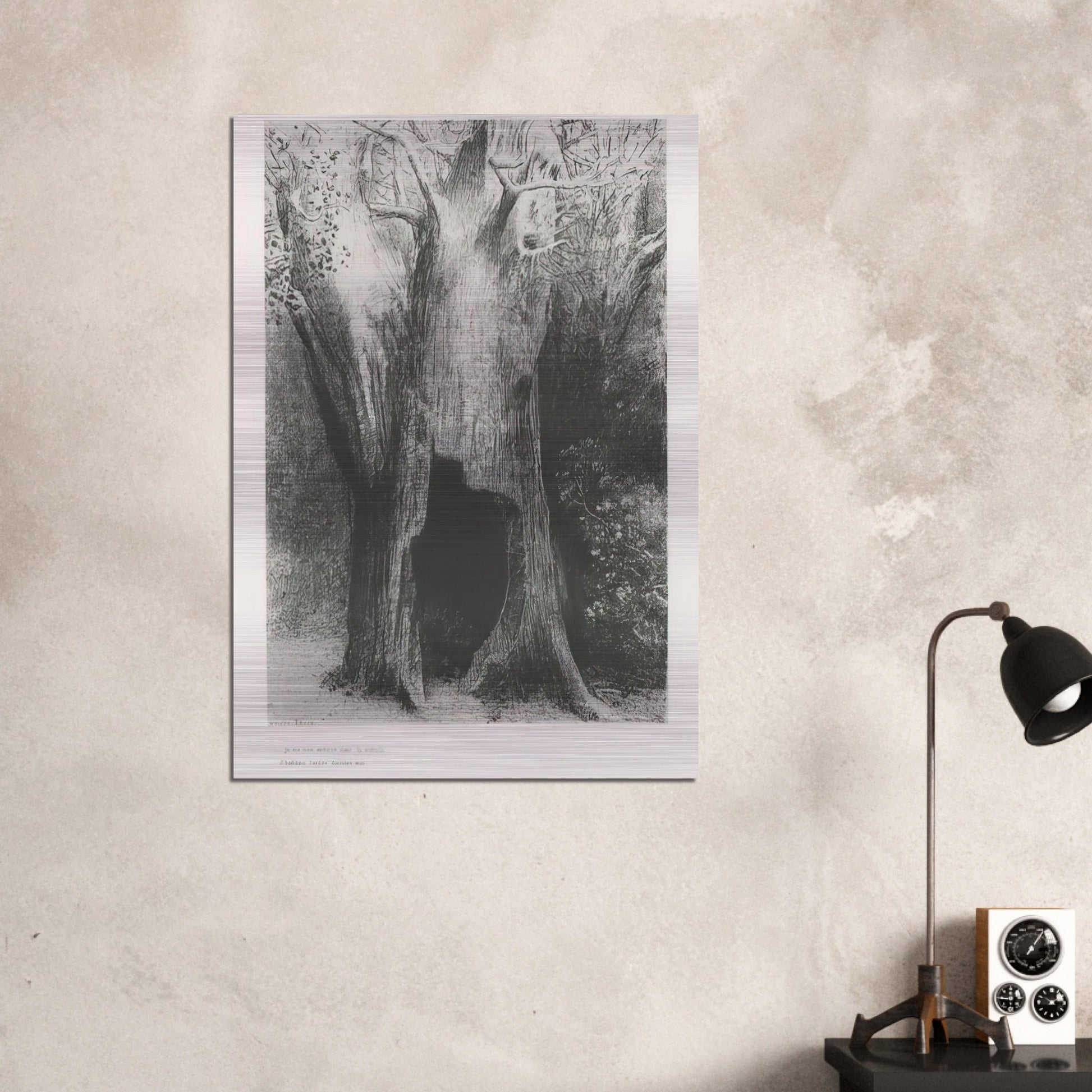 I PLUNGED INTO SOLITUDE I DWELT IN THE TREE BEHIND ME PLATE 9 1896 - Odilon Redon Brushed Aluminum Print - 70x100 cm / 28x40 inches | Odilon Redon Aluminum Print | Odilon Redon Prints