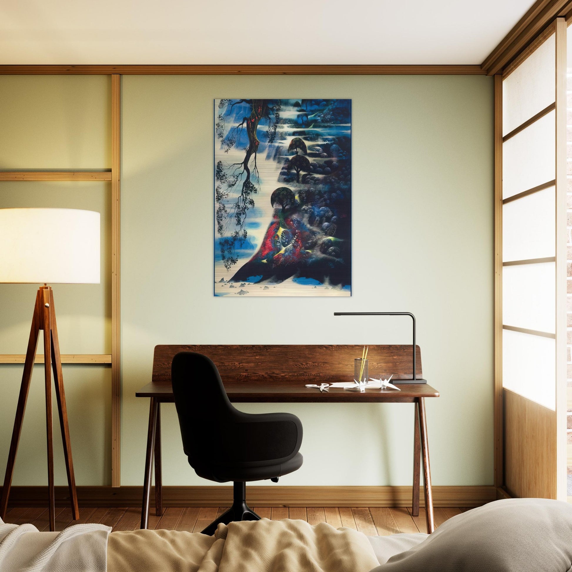 Summer Morning Mist - Eyvind Earle Brushed Aluminum Print - 70x100 cm / 28x40 inches | Eyvind Earle Aluminum Print | Eyvind Earle Prints