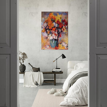 Vase of Chrysanthemums - Pierre-Auguste Renoir Brushed Aluminum Print - 70x100 cm / 28x40 inches | Pierre-Auguste Renoir Aluminum Print | Pierre-Auguste Renoir Prints
