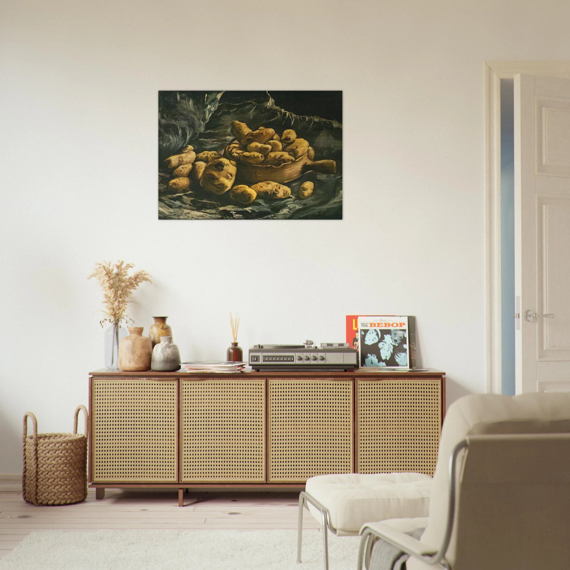 Still life with an Earthern bowl and potatoes - Vincent van Gogh Brushed Aluminum Print - 70x100 cm / 28x40 inches | Vincent van Gogh Aluminum Print | Vincent van Gogh Prints