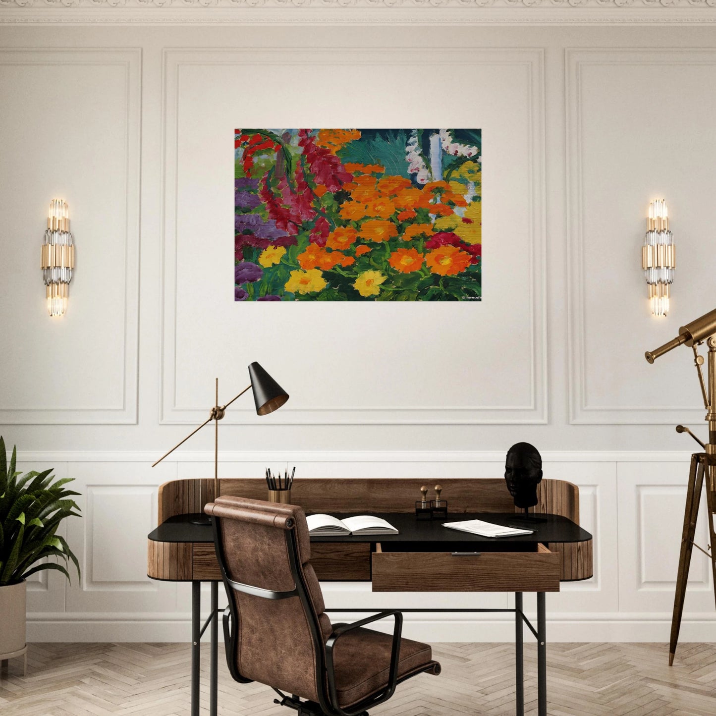 Flower garden marigolds - Emil Nolde Brushed Aluminum Print - 70x100 cm / 28x40 inches | Emil Nolde Aluminum Print | Emil Nolde Prints
